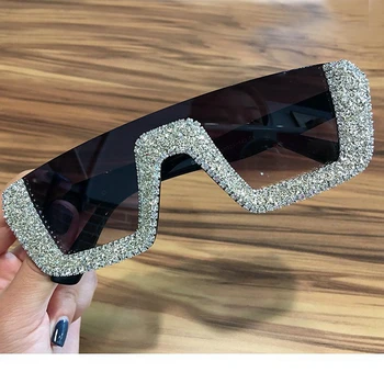 Vintage Plný Crystal Rám Námestie Slnečné Okuliare Pre Ženy 2020 Nové Luxusné Módne Elegantný Lesklý Slnečné Okuliare Dámy Strany Prom Odtiene