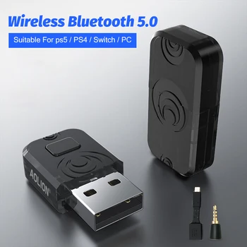 AOLION Bezdrôtová 5.0 + EDR USB Bluetooth Adaptér pre PS5 PS4 Vysielač, Prijímač pre Switch PC Bluetooth Headset