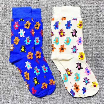 2 Páry Jesenné a Zimné Japonské Modrý a Biely Medveď Ponožky Ženy kórejský Kawaii Harajuku Roztomilé Ponožky Bavlna
