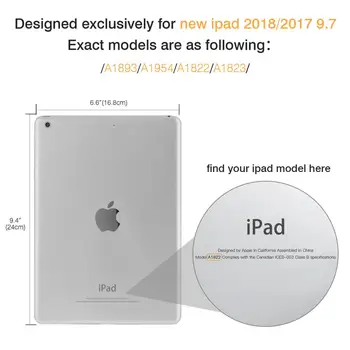 Puzdro pre iPad 9.7 2018/2017 Premium Soft Skin Pružný Nárazník Transparentné TPU Gumy Zadný Kryt Chránič pre Apple iPad 9.7