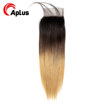 Aplus T1B/4/30 3 Tón Ombre Hair S Uzáverom Ľudské Vlasy Pred-farebné Rovno Malajzie Vlasy Zväzky S Uzáverom Pre Ženy