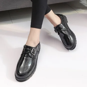 Japonský populárne zvýšiť dámske topánky 2020 na jar a na jeseň Britský štýl čierny okrúhly kožené topánky členkové topánky