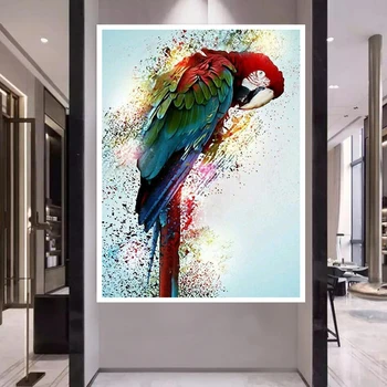 DIY Diamond Maľovanie Farebný Papagáj Výšivky Mozaiky Zvierat Remesiel Plné Kolo Kamienkami Obrázok Home Decor Art Dary