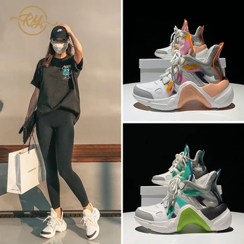 RY-RELAA dámske topánky luxusné značky originálne kožené dámske topánky 2020 módne biele tenisky in klin tenisky bežecká obuv tide