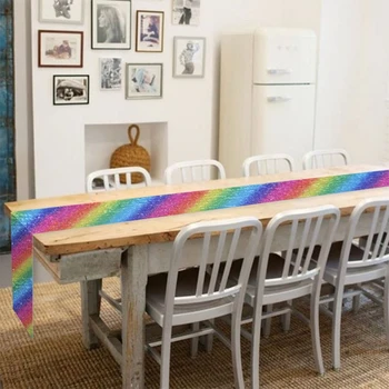 CSS Rainbow Flitrami Stôl Runner Tabuľka Banner Výzdoba na Svadby, Narodeniny Dieťa Sprcha, 30X270Cm