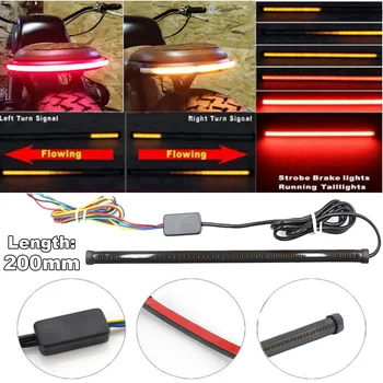 Motocykel 20 cm Prúdi Svetlo LED Pásy Červená+Žltá Chvost Brzdy Otočte Signál Pruh Svetla na Čítanie Bar Sekvenčné Switchback Univerzálny