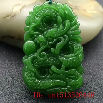 Prírodné Green Jade Dragon Náhrdelník Prívesok Charm Bižutéria Módne Doplnky, Ručne Vyrezávané Človek Šťastie, Amulet Dary