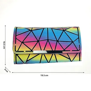 2020 Horúce 3D Rainbow Štýlové dámske Peňaženky Vysoký Stupeň Tri vrstvy Nepravidelný Geometrie Karty Taška Mince Kabelku Poznámka Priestoru Peňaženky