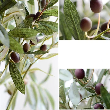 10pcs umelé olivové stromy, dekoračné umelé kvety Olej Olivový Strom Pobočiek List s Ovocím 72 cm Fleur Artificielle