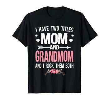 Tituly Mama A Grandmom Tričko Vianoce-pánske mám Dve T-Shirt-Black