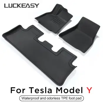 LUCKEASY Auto All-Počasie rohože Pre Tesla ModelY TPE Nový štýl dizajnu Non-slip All-Počasie Podlahové Rohože Predné rohož batožinového priestoru mat