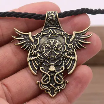 Odin Raven Amulet Viking Valknut Vegvisir Trojice Symboly Muža Náhrdelník Pohanské Talizman Šperky