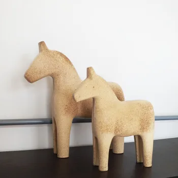 NASTAVIŤ Švédsko darlo drevený kôň dekorácie prázdna biela prázdna hrubé farebné maľby materiál sochy izba