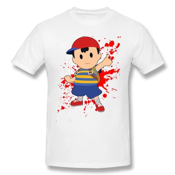 Ness - Super Smash Bros, čierne Tričko Pacman homme T-Shirt Tees Čistý Krátky Rukáv