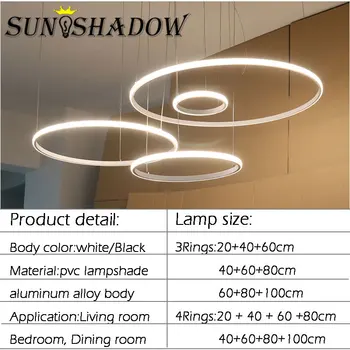 Moderné LED Luster Kruhu 3Rings Pre Obývacej izby, Spálne, Jedálne, Kuchyne, Stropný Luster Osvetlenie Lampara deco tech