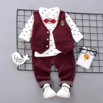 Baby Chlapci Oblečenie 2020 Jar Jeseň Šport Vyhovuje Batoľa Chlapčenské Odevy 3ks Cartoon Medveď Vesta Dlhým Rukávom Nohavice Pre Deti