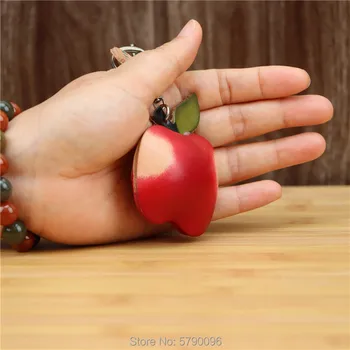 Pravá koža ručná tvorivé červené jablko keychain taška prívesok mini roztomilý ovocie cowhide taška na príslušenstvo darček
