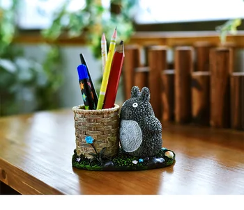 Anime Totoro Kawaii Ploche študent Držiak na Pero Ceruzka Držiteľa Úradu Stacionárne ozdoby Živice Pero Hrniec príslušenstvo darček a0277