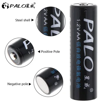 PALO 1.2 V Ni-MH AA nabíjateľné batérie + LCD displej Smart USB Nabíjačka na AA, AAA, C, D Veľkosť Nabíjateľné Batérie