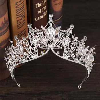 Luxusné Barokové Drahokamu Crystal Korálkové Kráľovná Noiva hlavový most Tiara Nevesta Koruny Headpiece Svadobné Diadem Vlasy Príslušenstvo JL