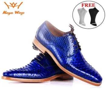 Elegantná modrá farba Python pokožky derby topánky gentleman businese šaty topánky