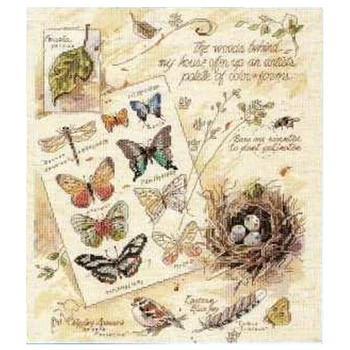 Gold Collection Počíta Cross Stitch Auta V Lese za Môj Dom Motýľ Vtáky Hniezda, Domáce Vajcia Leaf Listy