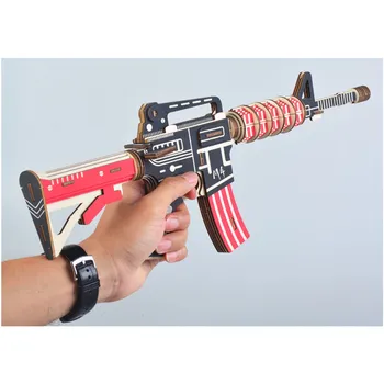DIY 3D Drevené Puzzle Pištoľ Hračka Pre Deti, Puška Pištole Assmbly Auta Zbraň M4 Vonkajšie Športové Vzdelávacie Deti Modelu Chlapcov, Hračky
