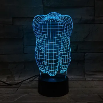 Zub 3D Lampa LED Žiarovka Nočné Svetlo Domov Dekoratívne Osvetlenie Kábel Spálňa Zuby USB Multicolor Nemocnice pracovný Stôl Dieťa je Dar
