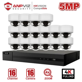 Anpviz 16CH 4K NVR 5MP Dome Audio/4X Optická POE IP Kamera Auta Home/Vonkajšie Bezpečnostné Systémy CCTV kamerový NVR Auta