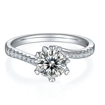 OEVAS Skutočný 1 Carat D Farba Moissanite Snubné Prstene Pre Ženy 18K Biele Zlato Farby, 925 Sterling Silver Šperky Veľkoobchod