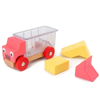 Drevený Kamión Naložený Hra Stavebným Hračky Raného Vzdelávania Rodič-Dieťa Interaktívne Hry Batoľa Vzdelávacie Hračky