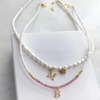Vlastné nehrdzavejúcej ocele list náhrdelník prírodné sladkovodné perly žien náhrdelník päť-špicaté hviezdy príslušenstvo boutique šperky