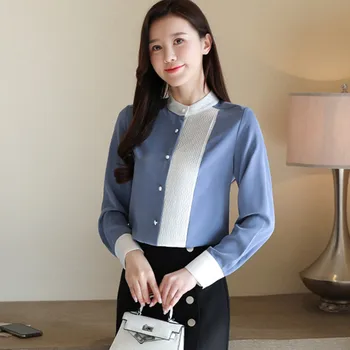 Kórejský módne šifón blúzky pre ženy elegantná žena s Dlhým Rukávom, blúzky, košele plus veľkosť blusas mujer de moda ženy topy XXL