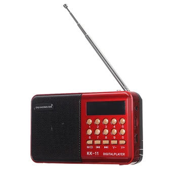 1 Ks Červená LCD Digitálne FM Rádio, USB Nabíjanie SD TF Kartu, MP3 Prehrávač Mini Reproduktor Prenosný Vreckový Digitálny FM Rádio Pre Staršie