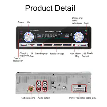 12V 1Din autorádia Stereo MP3 Prehrávač Audio Prehrávač HD bluetooth Diaľkové Ovládanie AUX, USB SD FM U Diskov Podpora Zadnej strane Obrazu