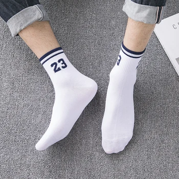 5 Párov Kvalitných Klasické Bavlnené Posádky Ponožky Pre Mužov Digitálne 23 Bežné Obchodné pánske Ponožky Šaty Ponožky Jeseň Zima
