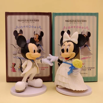 2ks/set Disney Minnie Mickey Mouse Vziať Akcie Obrázok Bábika Čína Červená Bábiky Deti Hračka Svadobný dar Deti Darček 12.5 cm
