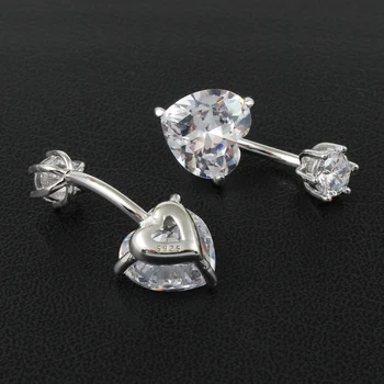 925 sterling silver brucho krúžok srdce kubický zirkón pupok krúžok sexy brucho piercing šperky pre ženy