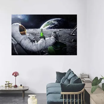 Moderné Pív Vesmíru Zem Mŕtvy Mesiac olejomaľba na Plátne Plagáty Vytlačí Cuadros Wall Art Obrázky Pre Obývacia Izba