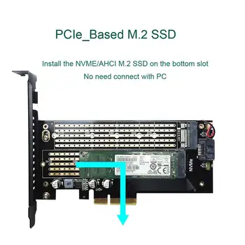 GLOTRENDS 2 v 1 M. 2 PCIE Adaptér s EMI Ochrany Krytom a VENTILÁTOROM na M. 2 PCIE SSD (Kľúč-M) a M. 2 SATA SSD (Tlačidlo B/B+M)