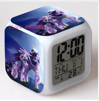 Pony LED 7 Zmena farby Budík Digitálne Hodiny Dieťa Darček Hračky elektronický písací stôl reloj despertador prebudiť svetlo reveil wekker