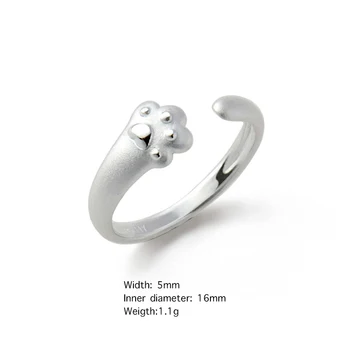 Jednoduchý Moderný Roztomilé Mačacie Pazúry Stopu 925 Sterling Silver Nastaviteľné Prst Prsteň Pre Ženy, Elegantná Móda, Šperky