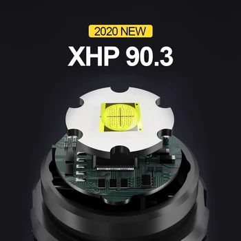 Xhp90.3 najvýkonnejšie led baterka pochodeň usb xhp50 nabíjacie taktické baterky 18650 alebo 26650 ručné svietidlo xhp70 Tábor svetlo