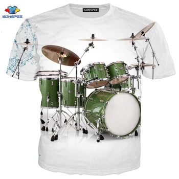 SONSPEE Lete Anime Music Spevák T-Shirt Hudobný Nástroj Strane Bubnovanie Gitara Tričko Inšpiratívne Elektrické Tón Dieťa T-shirt