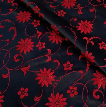 75 cm*100 cm Brocade textílie kostým cheongsam brocade, hodvábne kimono tkaniny tkaniny black red lotosový kvet dieťa šaty, odev, textílie,