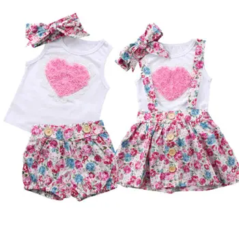 Pudcoco Dievčatá Oblečenie 3 KS Kvetinový Baby Girl Bavlnené Oblečenie, Oblečenie T-shirt Top Nohavice/ Sukne hlavový most Sady