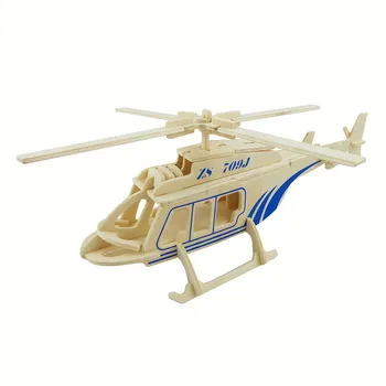 1Pcs Drevené 3D Lietadlo, Vrtuľník Model Vojenskej Simulácie Hračky DIY Puzzle Palube Zbraní Deti Vzdelávacie Hračka Konštrukcia