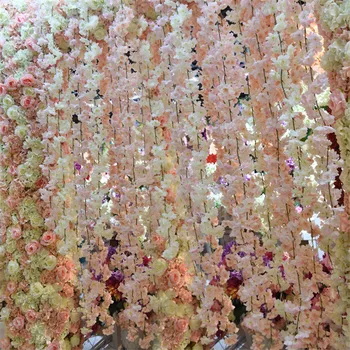 1.8 m Hodváb Cherry blossom ratan DIY svadobné umelý kvet viniča upgrade nové zariadené a hotel pre pozadí stylistom Vianoce