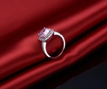 1 CT Bielym Zlatom 585 Ružový Vankúš Rez Vykonávané Diamantový Zásnubný Prsteň Pre Ženu Jemné Svadobné Šperky