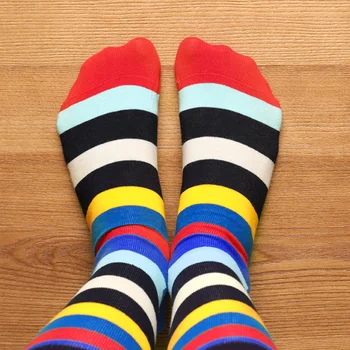 SANZETTI Nové Teplé Farebné Mužov Ponožky Bežné Česanej Bavlny Vysokej Kvality Skateboard Zábavné Šťastný Svadobný 12 Párov/Veľa Šaty Ponožky